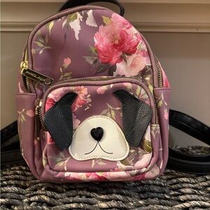 Betsey Johnson Floral Dog Mini Backpack Purse Pink Puppy Bag